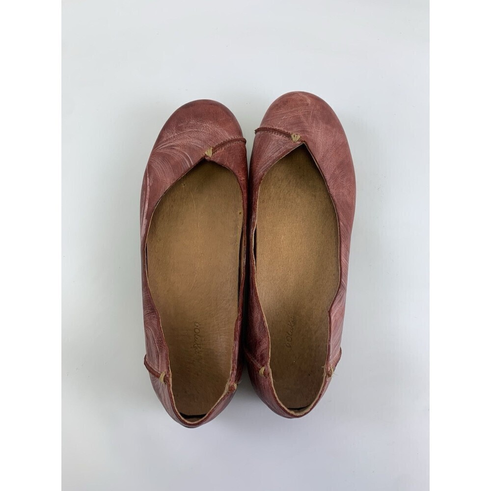 Olukai Pueo Ballent Flat Brushed Red Leather Slip On Round Toe Comfort Womens 9 - Picture 6 of 12